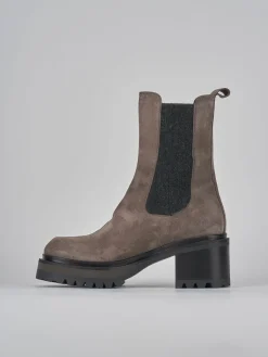 Stivaletti tacco 4cm camoscio grigio