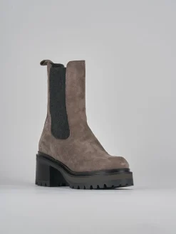 Stivaletti tacco 4cm camoscio grigio