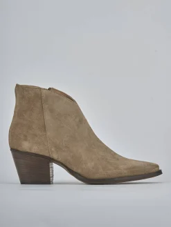 Stivaletti tacco 6cm camoscio marrone