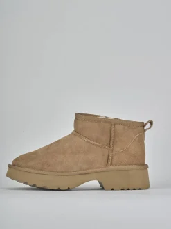 Stivaletti tacco 2cm camoscio marrone