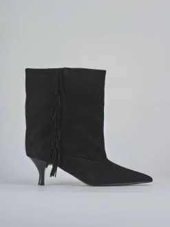 Stivaletti tacco 5cm camoscio nero