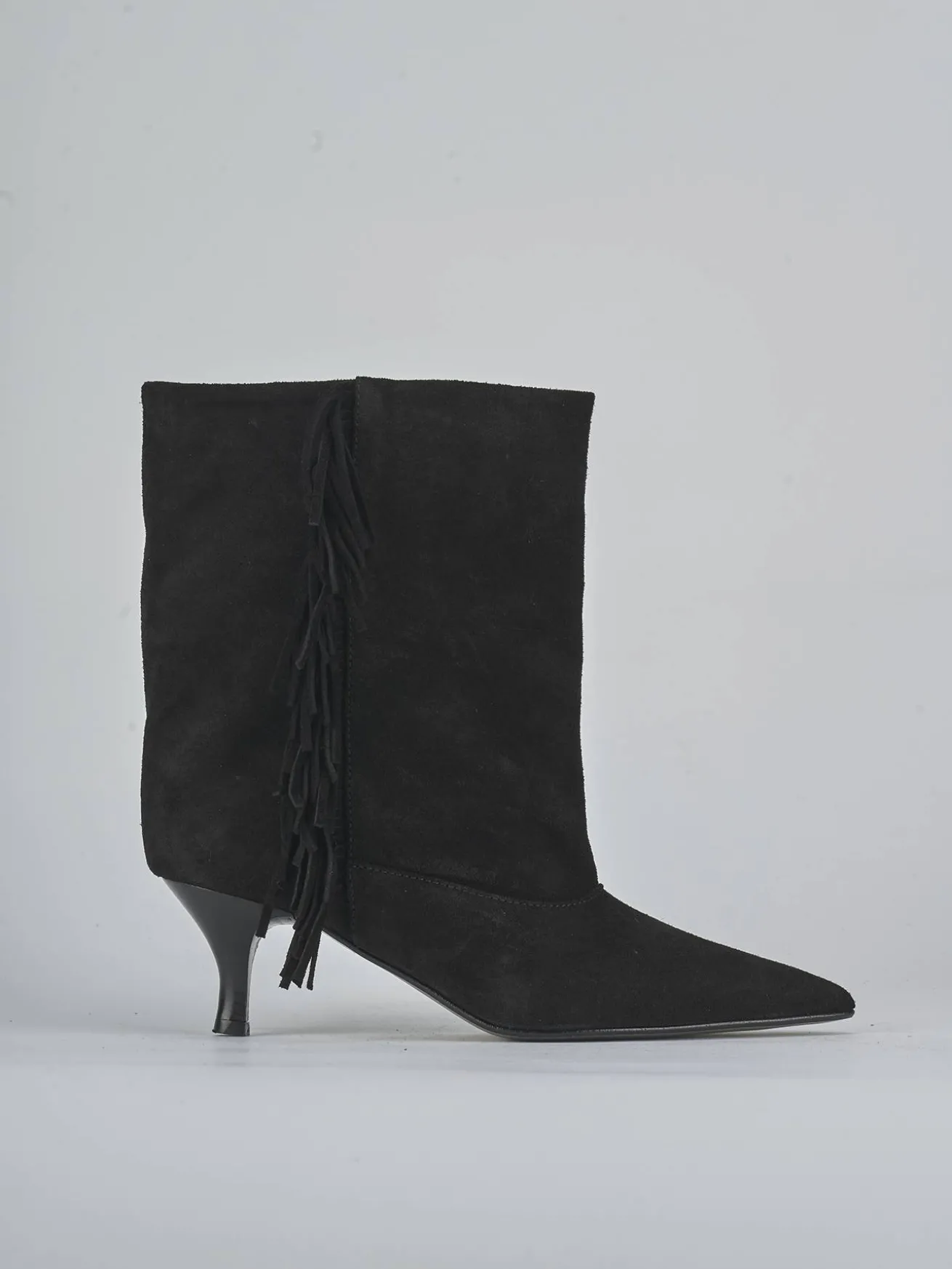 Stivaletti tacco 5cm camoscio nero