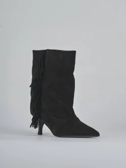 Stivaletti tacco 5cm camoscio nero