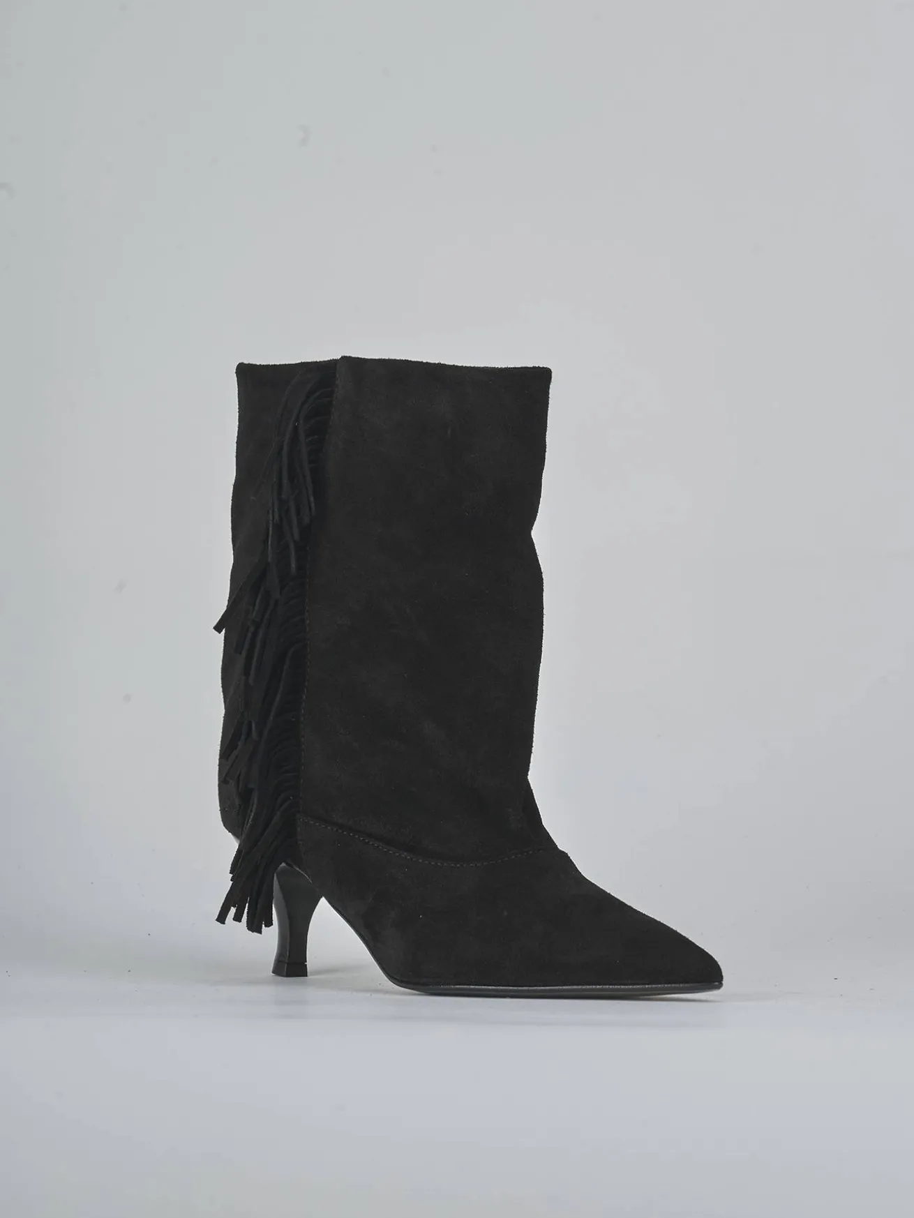 Stivaletti tacco 5cm camoscio nero