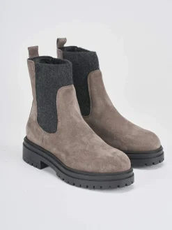 Stivaletti tacco 3cm camoscio grigio