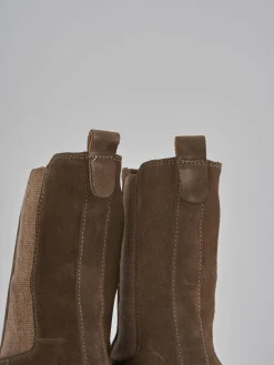 Stivaletti tacco 1cm camoscio beige