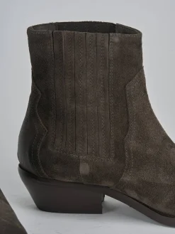 Stivaletti tacco 4cm camoscio testa