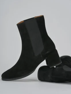 Stivaletti tacco 5cm camoscio nero