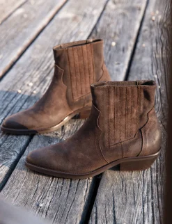 Stivaletti tacco 4cm camoscio testa