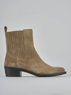 Stivaletti tacco 3cm camoscio marrone