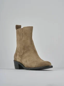 Stivaletti tacco 3cm camoscio marrone