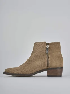 Stivaletti tacco 4cm camoscio marrone