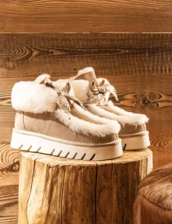 Stivaletti tacco 3cm camoscio beige