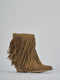 Stivaletti tacco 7cm camoscio marrone