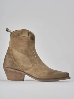 Stivaletti tacco 6cm camoscio beige