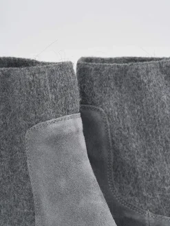 Stivaletti tacco 5cm camoscio grigio