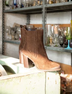 Stivaletti tacco 8cm camoscio testa