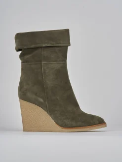 Stivaletti tacco 8cm camoscio verde