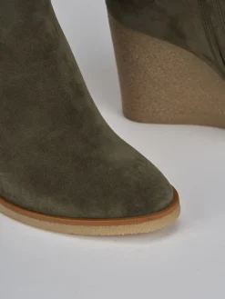 Stivaletti tacco 8cm camoscio verde