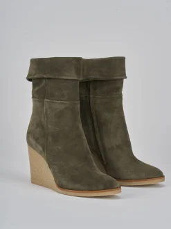 Stivaletti tacco 8cm camoscio verde