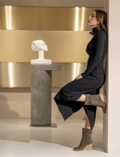 Stivaletti tacco 8cm camoscio verde