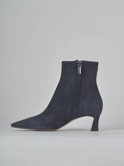 Stivaletti tacco 6cm camoscio blu