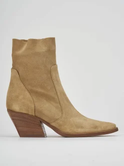 Stivaletti tacco 7cm camoscio marrone