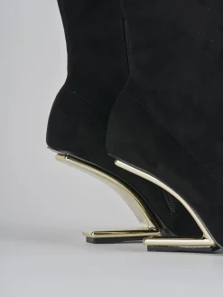 Stivaletti tacco 7cm camoscio nero