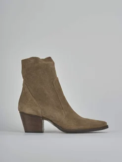 Stivaletti tacco 7cm camoscio marrone