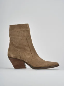 Stivaletti tacco 7cm camoscio marrone