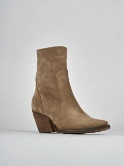 Stivaletti tacco 7cm camoscio marrone