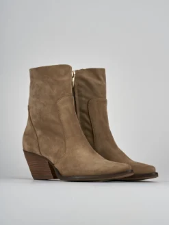 Stivaletti tacco 7cm camoscio marrone