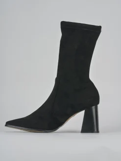 Stivaletti tacco 7cm camoscio nero