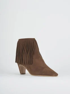 Stivaletti tacco 5cm camoscio marrone