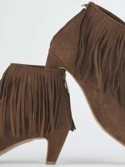 Stivaletti tacco 5cm camoscio marrone