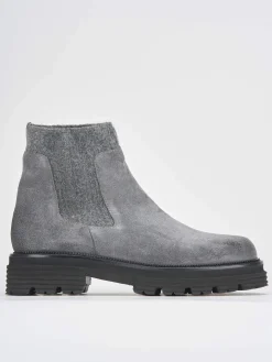 Stivaletti tacco 2cm camoscio grigio