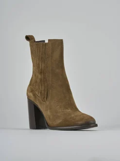 Stivaletti tacco 8cm camoscio marrone