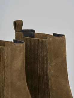 Stivaletti tacco 8cm camoscio marrone