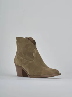 Stivaletti tacco 5cm camoscio beige