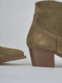 Stivaletti tacco 5cm camoscio beige