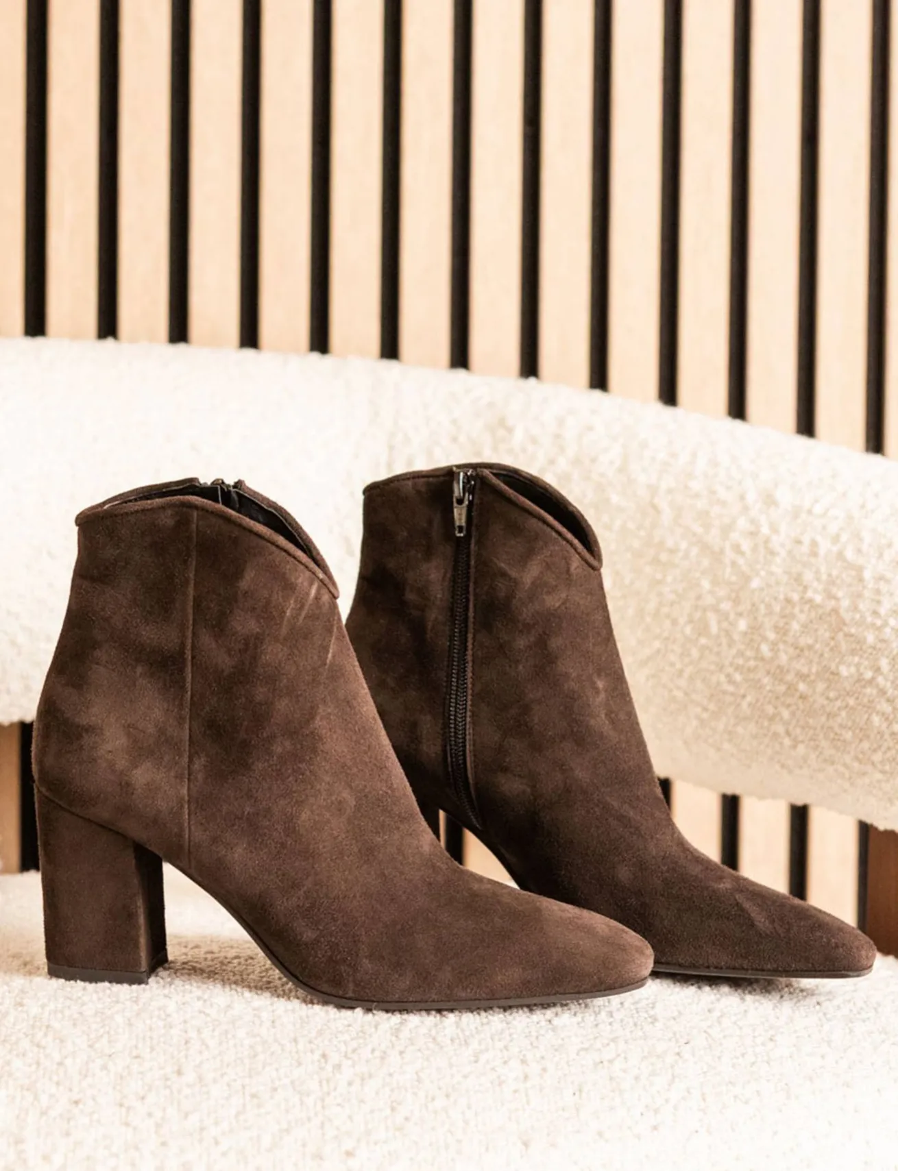 Stivaletti tacco 7cm camoscio testa