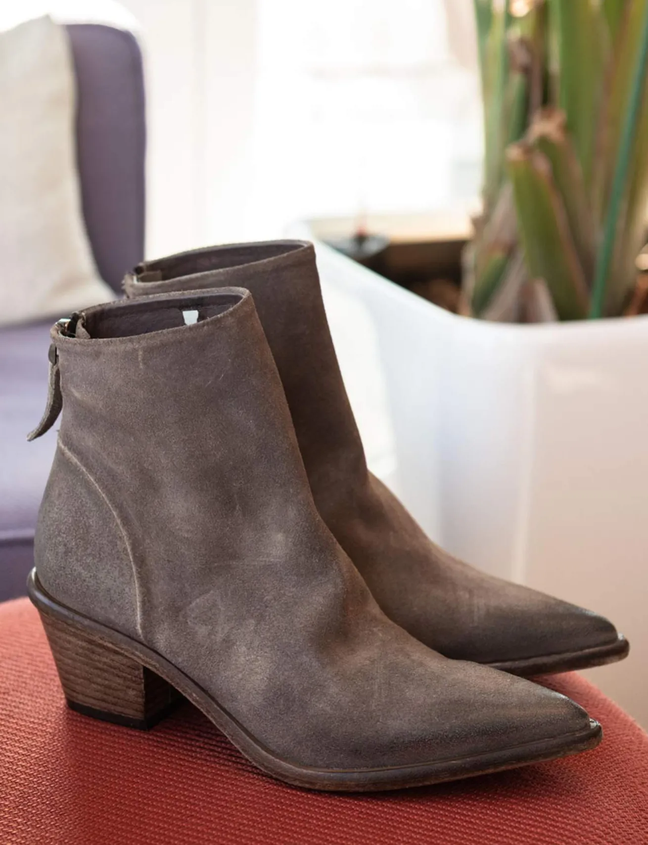 Stivaletti tacco 5cm camoscio testa