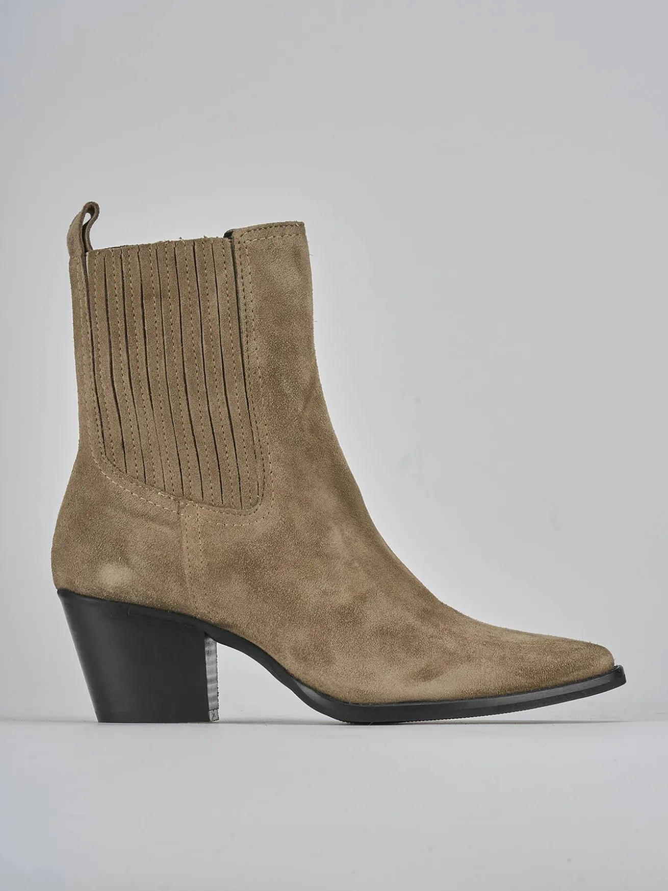 Stivaletti tacco 7cm camoscio marrone