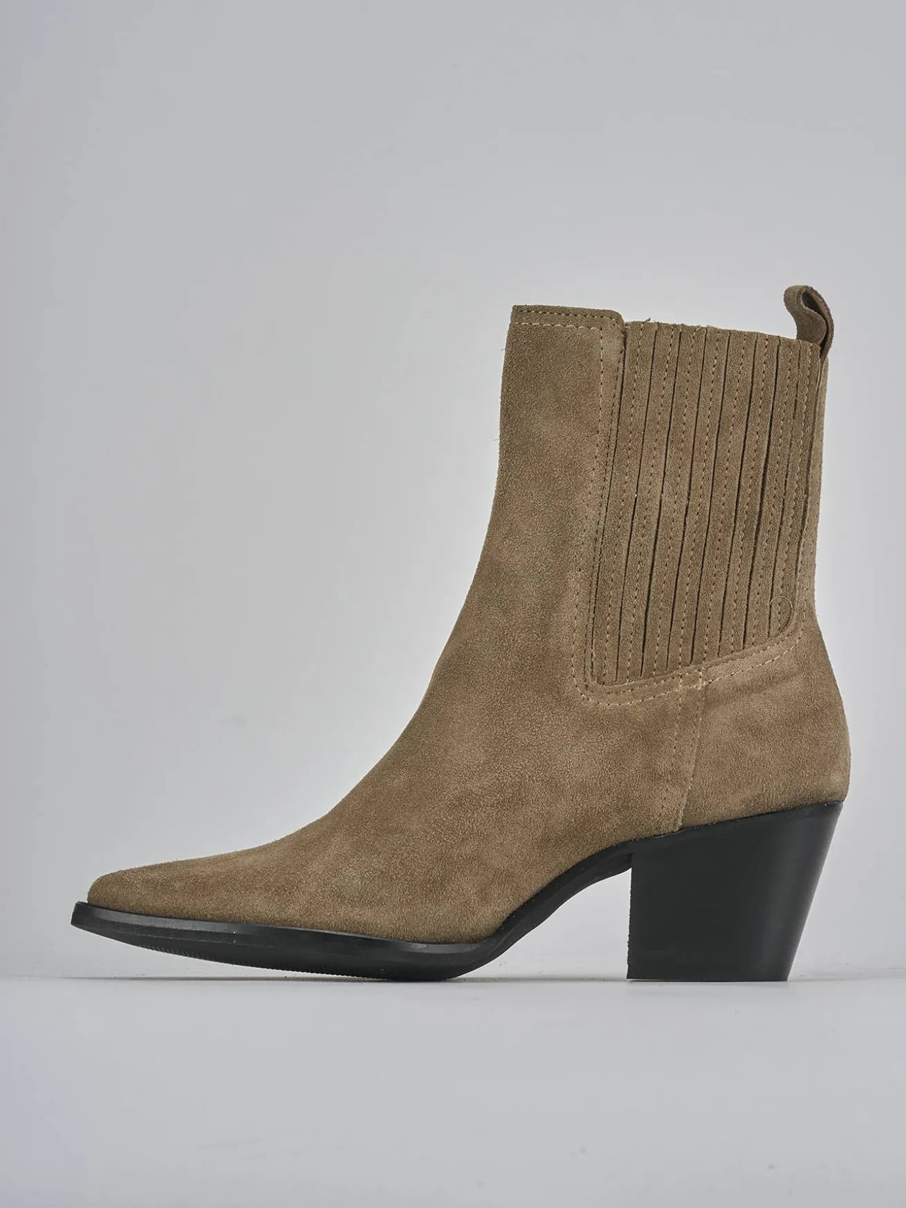 Stivaletti tacco 7cm camoscio marrone