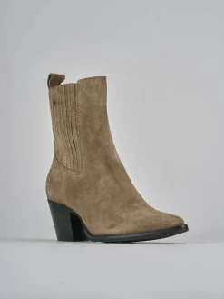 Stivaletti tacco 7cm camoscio marrone