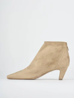 Stivaletti tacco 5cm camoscio marrone