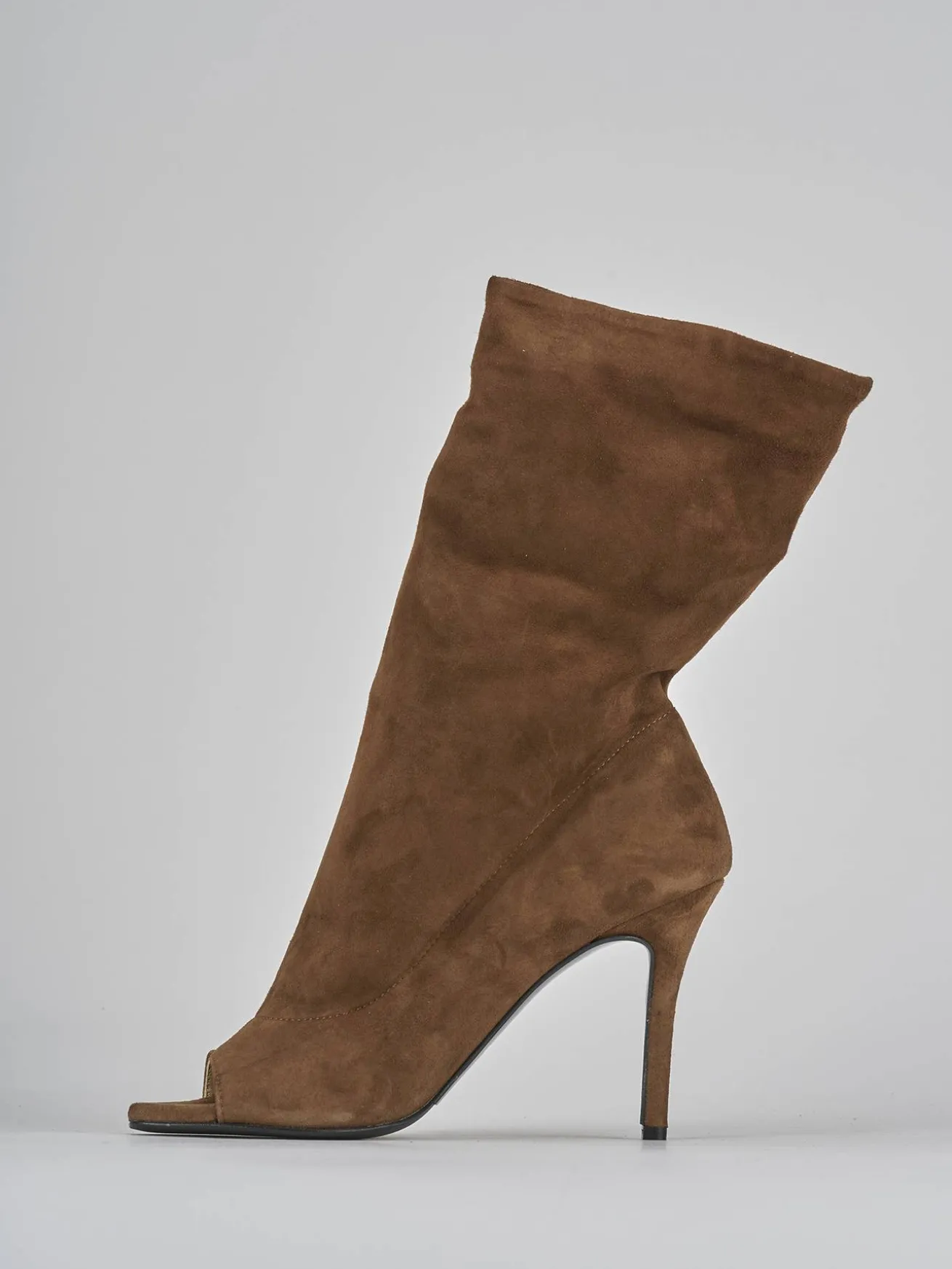 Stivaletti tacco 9cm camoscio marrone