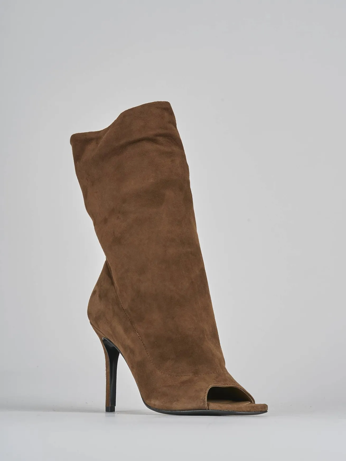 Stivaletti tacco 9cm camoscio marrone