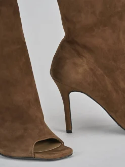 Stivaletti tacco 9cm camoscio marrone