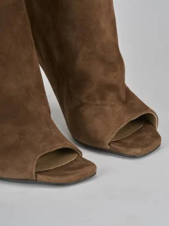 Stivaletti tacco 9cm camoscio marrone